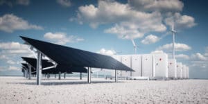 Photorealistic Futuristic Concept Of Renewable Energy Storage Co Photorealistic Futuristic Concept Of Renewable Energy Storage Co