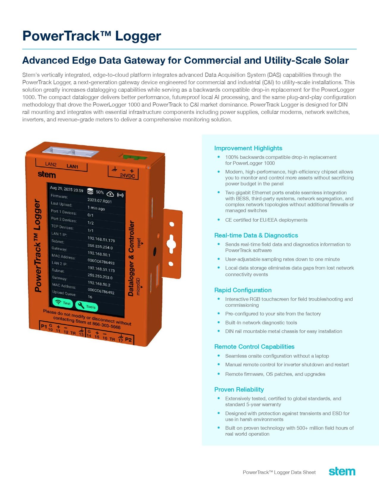 PowerTrack™ Logger | Stem | Global leader in AI-driven clean energy ...